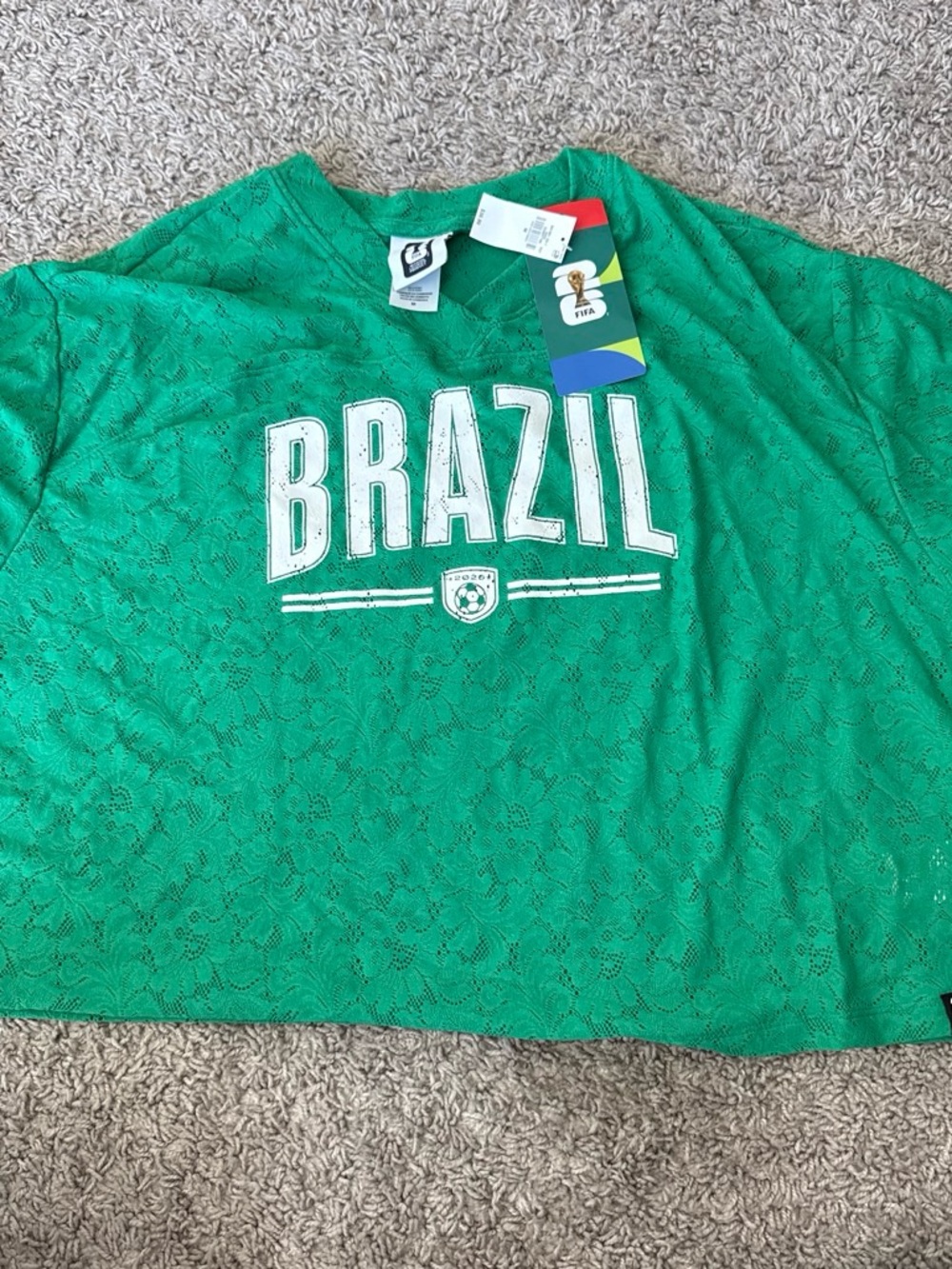FIFA Brazil Green Short Sleeve Lace Tee
